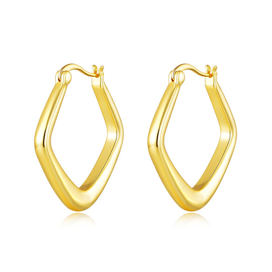 Gold Plated Medium Chunky Hoop Earrings - Philip Jones Jewellery