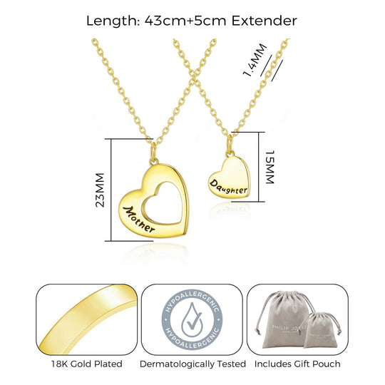 Gold Plated Mother and Daughter Necklace Set with Quote Card - Philip Jones Jewellery