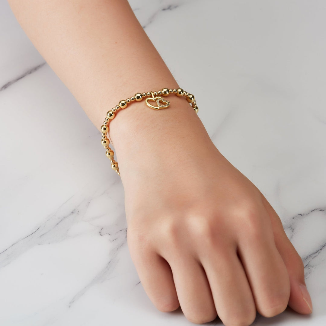 Gold Plated Mother and Daughter Quote Stretch Bracelet with Gift Box - Philip Jones Jewellery