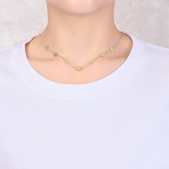 Gold Plated Multi Daisy Necklace - Philip Jones Jewellery