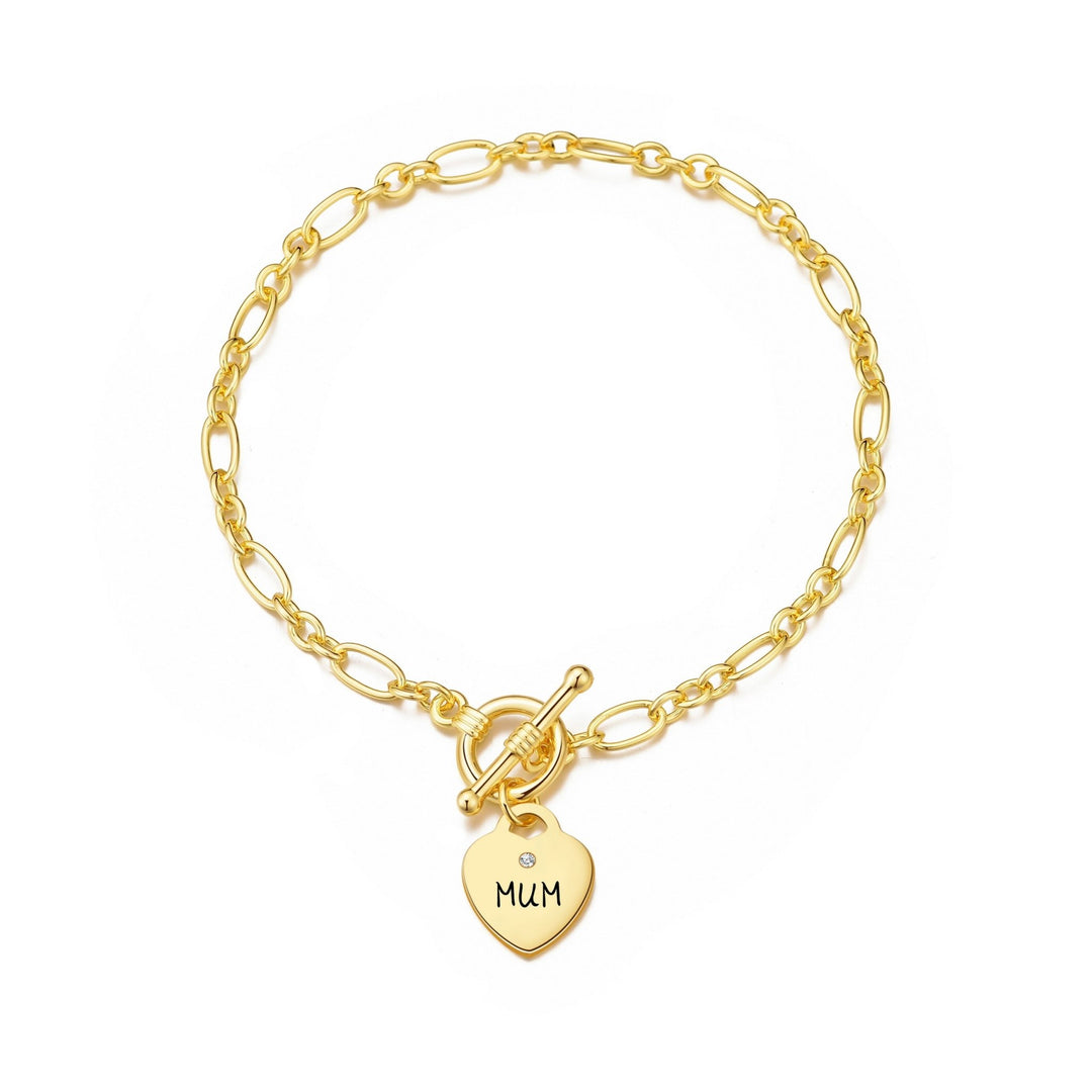 Gold Plated Mum Charm Bracelet Created with Zircondia® Crystals - Philip Jones Jewellery