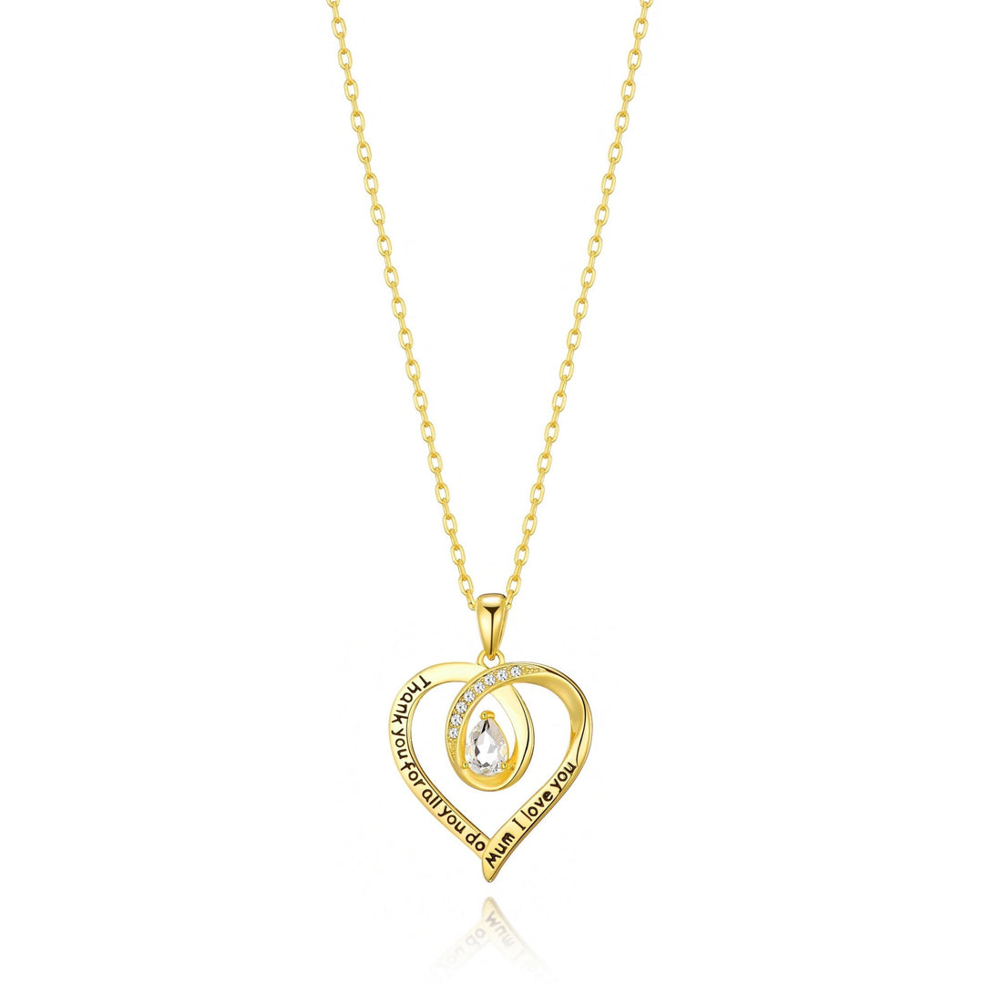 Gold Plated Mum I Love You Quote Necklace Created with Zircondia® Crystals - Philip Jones Jewellery