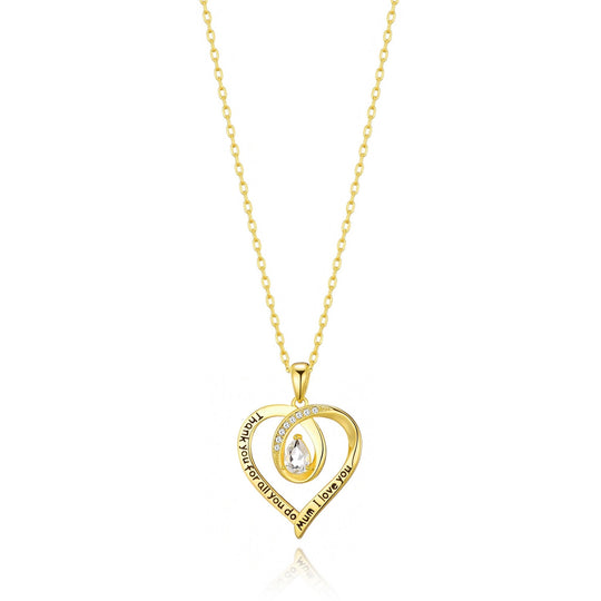 Gold Plated Mum I Love You Quote Necklace Created with Zircondia® Crystals - Philip Jones Jewellery
