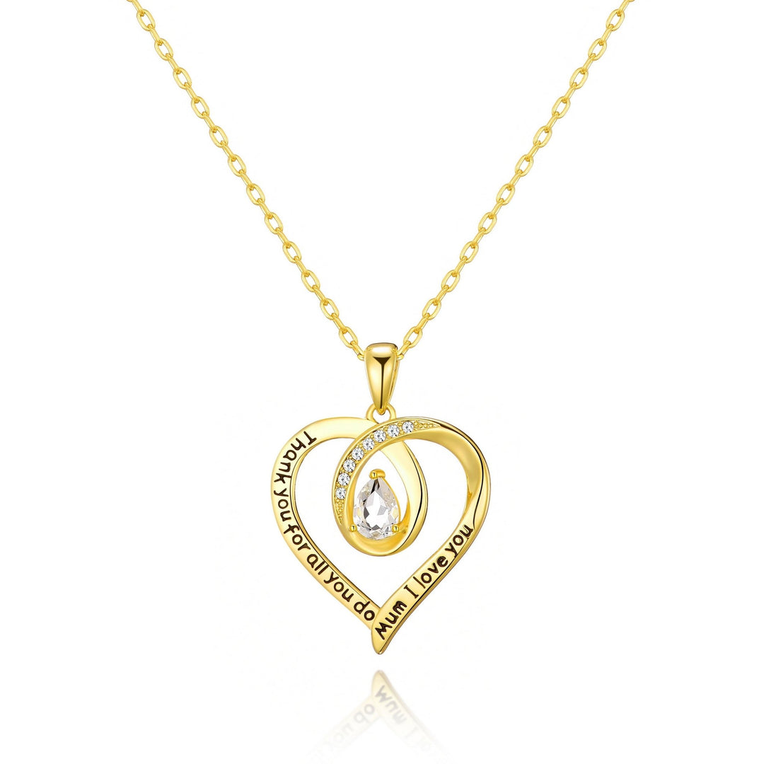Gold Plated Mum I Love You Quote Necklace Created with Zircondia® Crystals - Philip Jones Jewellery