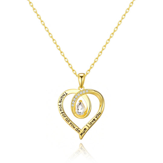 Gold Plated Mum I Love You Quote Necklace Created with Zircondia® Crystals - Philip Jones Jewellery