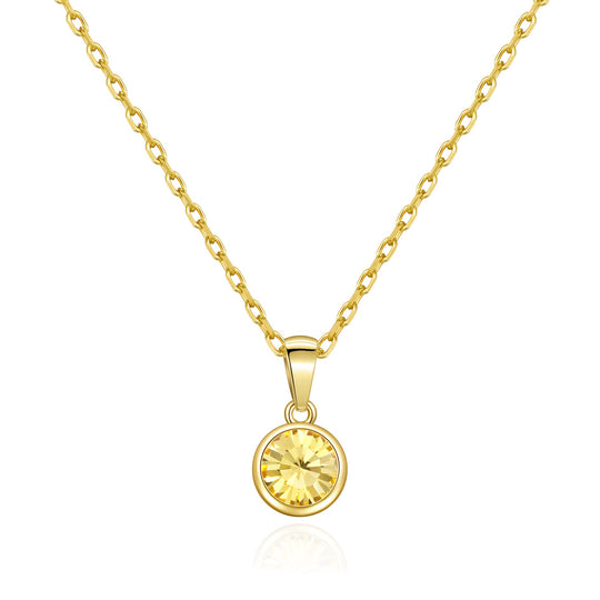 Gold Plated November (Topaz) Birthstone Necklace Created with Zircondia® Crystals - Philip Jones Jewellery