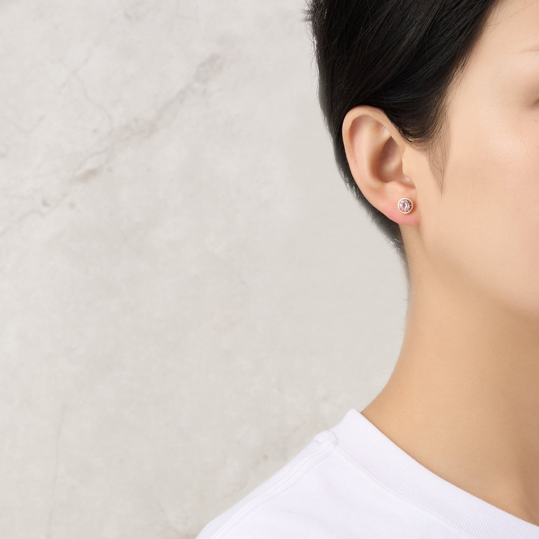 Gold Plated October (Tourmaline) Birthstone Earrings Created with Zircondia® Crystals - Philip Jones Jewellery