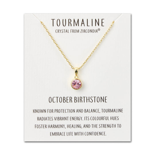 Gold Plated October (Tourmaline) Birthstone Necklace Created with Zircondia® Crystals - Philip Jones Jewellery