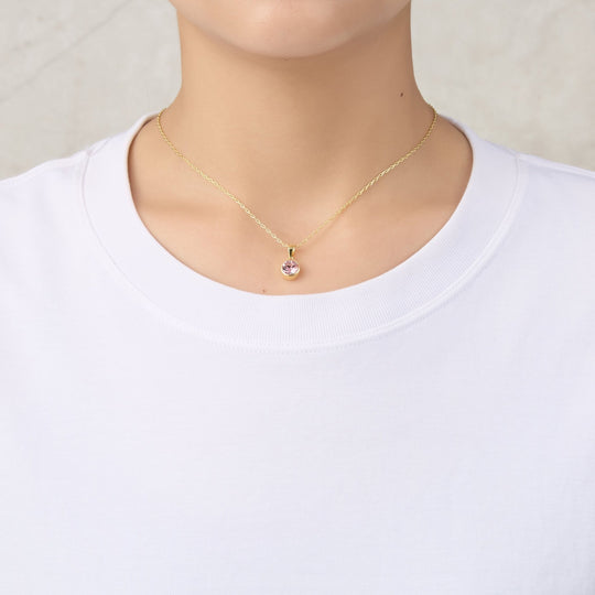 Gold Plated October (Tourmaline) Birthstone Necklace Created with Zircondia® Crystals - Philip Jones Jewellery