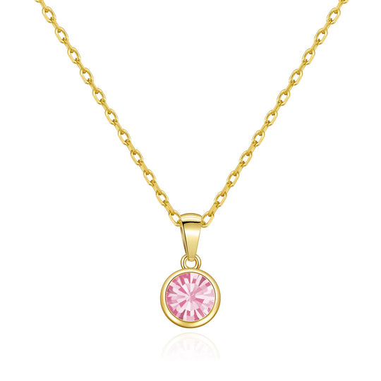 Gold Plated October (Tourmaline) Birthstone Necklace Created with Zircondia® Crystals - Philip Jones Jewellery