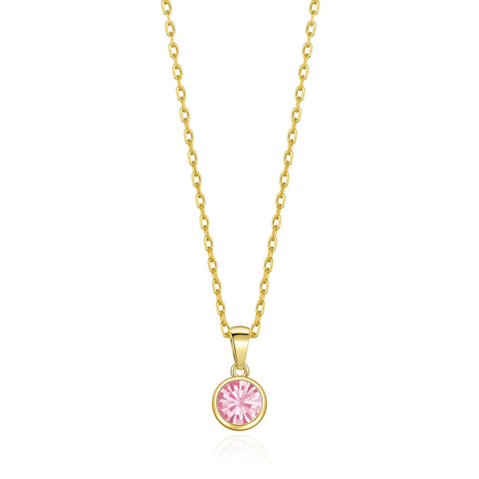 Gold Plated October (Tourmaline) Birthstone Necklace Created with Zircondia® Crystals - Philip Jones Jewellery