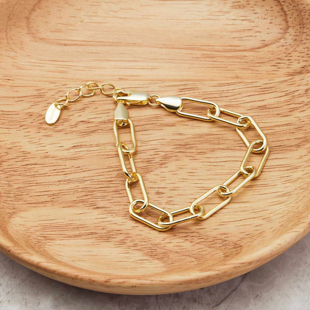 Gold Plated Paperclip Bracelet - Philip Jones Jewellery