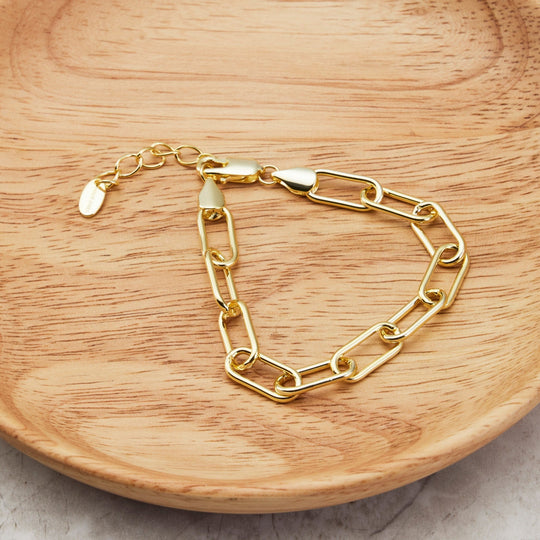 Gold Plated Paperclip Bracelet - Philip Jones Jewellery