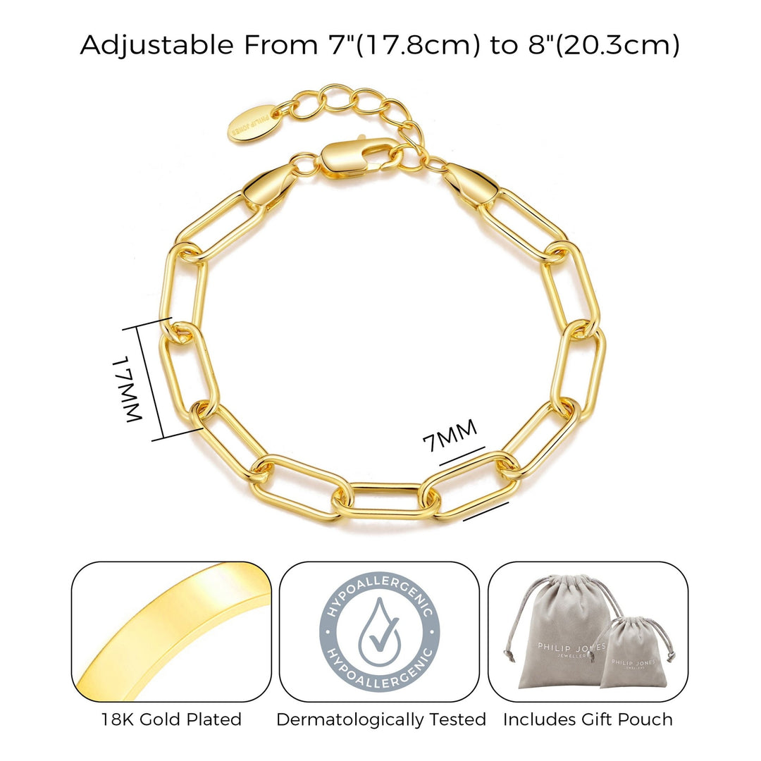 Gold Plated Paperclip Bracelet - Philip Jones Jewellery