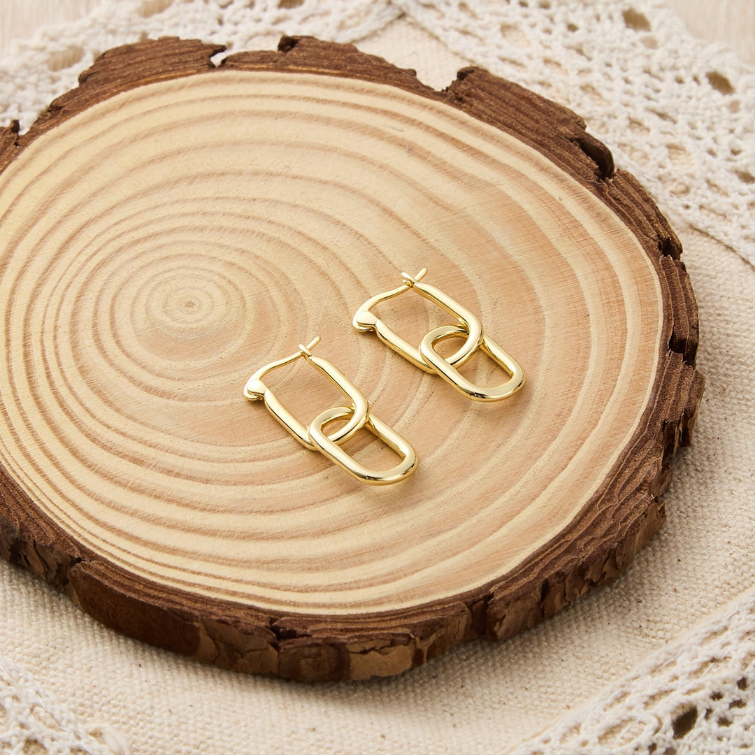 Gold Plated Paperclip Earrings - Philip Jones Jewellery