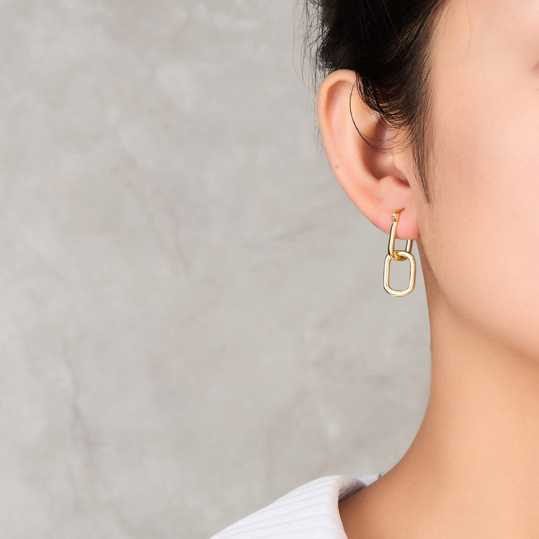 Gold Plated Paperclip Earrings - Philip Jones Jewellery