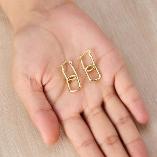 Gold Plated Paperclip Earrings - Philip Jones Jewellery
