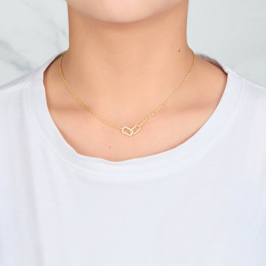 Gold Plated Paperclip Link Necklace Created with Zircondia® Crystals - Philip Jones Jewellery