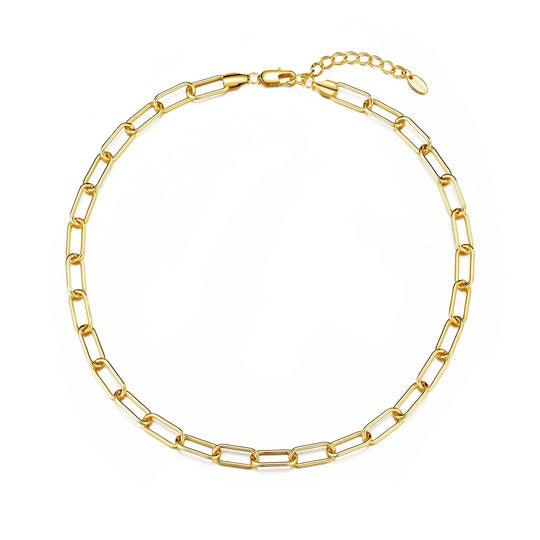 Gold Plated Paperclip Necklace - Philip Jones Jewellery