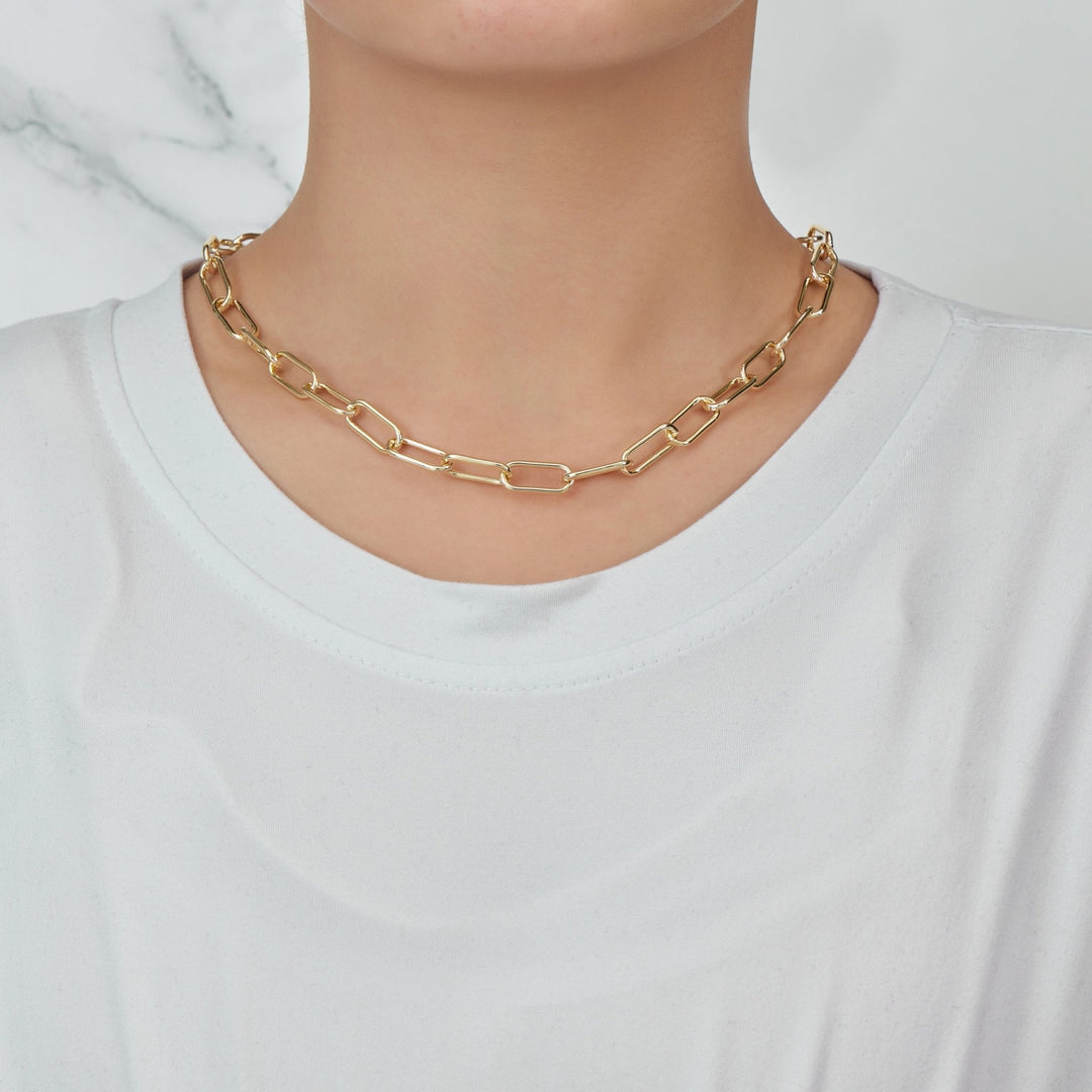 Gold Plated Paperclip Necklace - Philip Jones Jewellery
