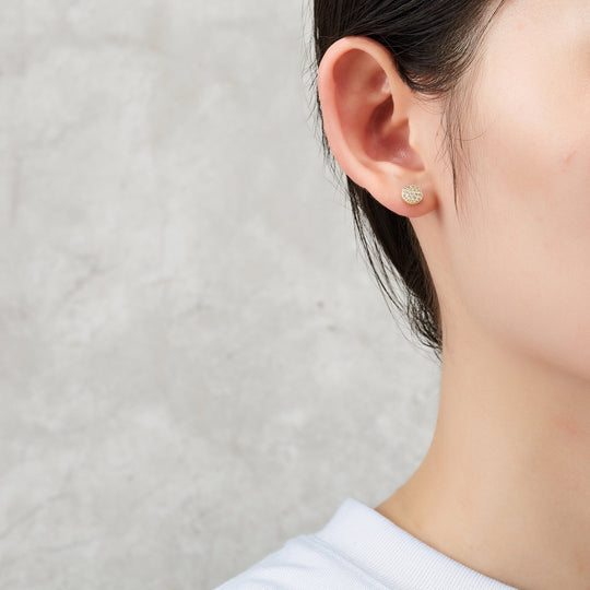 Gold Plated Pave Round Earrings Created with Zircondia® Crystals - Philip Jones Jewellery