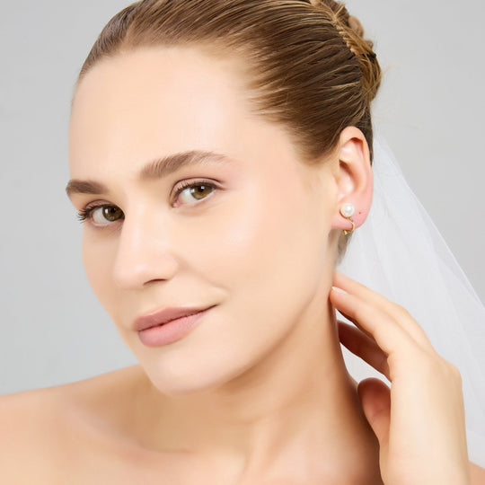 Gold Plated Pearl Clip On Bridal Earrings - Philip Jones Jewellery