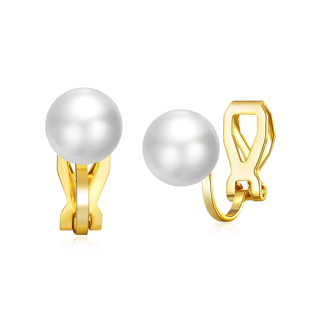 Gold Plated Pearl Clip On Earrings - Philip Jones Jewellery