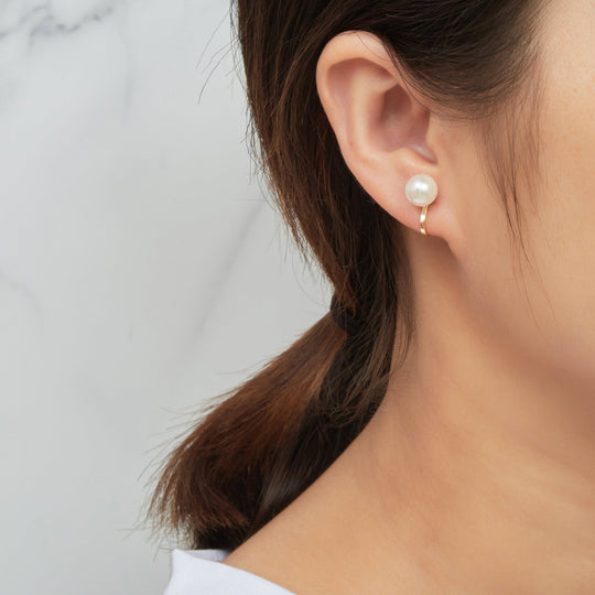 Gold Plated Pearl Clip On Earrings - Philip Jones Jewellery