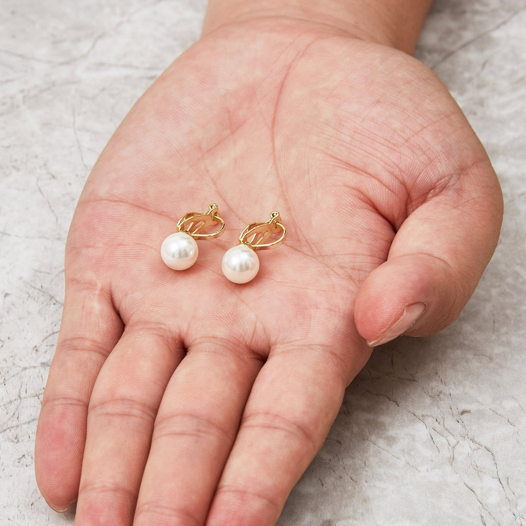 Gold Plated Pearl Clip On Earrings - Philip Jones Jewellery