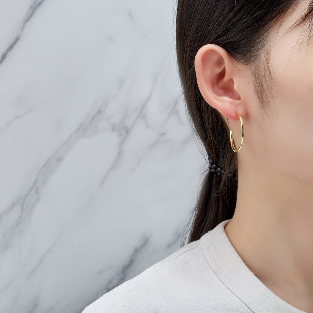 Gold Plated Round Hoop Earrings - Philip Jones Jewellery