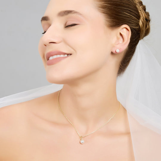 Gold Plated Shell Pearl Bridal Set - Philip Jones Jewellery