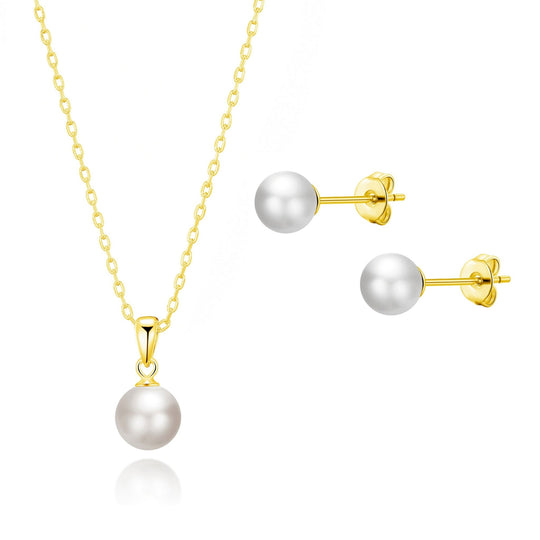 Gold Plated Shell Pearl Set - Philip Jones Jewellery