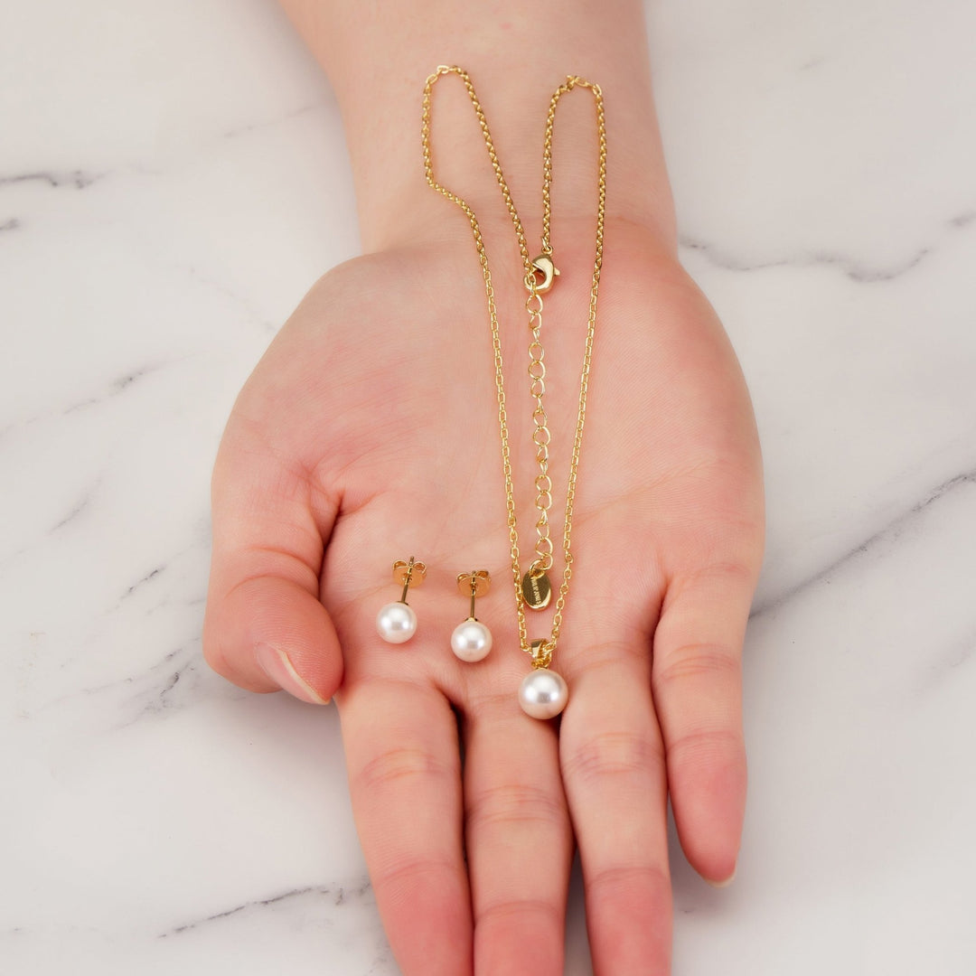 Gold Plated Shell Pearl Set - Philip Jones Jewellery