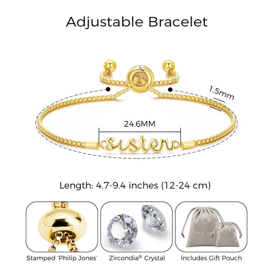 Gold Plated Sister Bracelet Created with Zircondia® Crystals - Philip Jones Jewellery