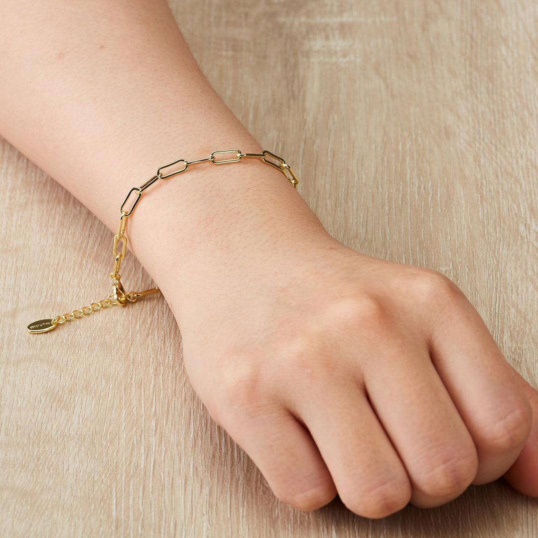 Gold Plated Small Link Paperclip Bracelet - Philip Jones Jewellery