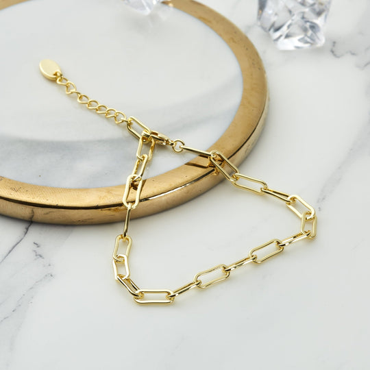Gold Plated Small Link Paperclip Bracelet - Philip Jones Jewellery