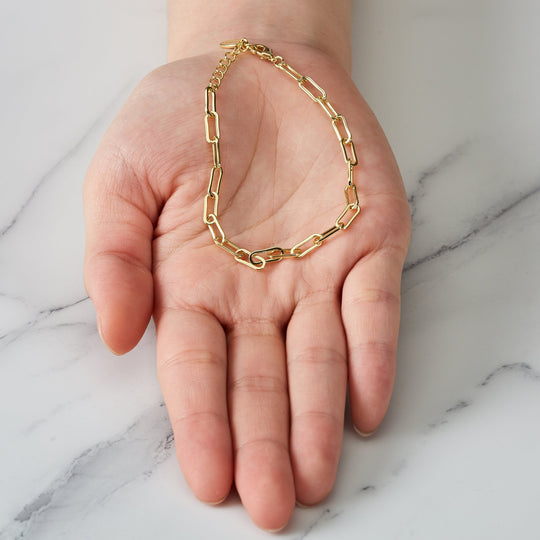 Gold Plated Small Link Paperclip Bracelet - Philip Jones Jewellery