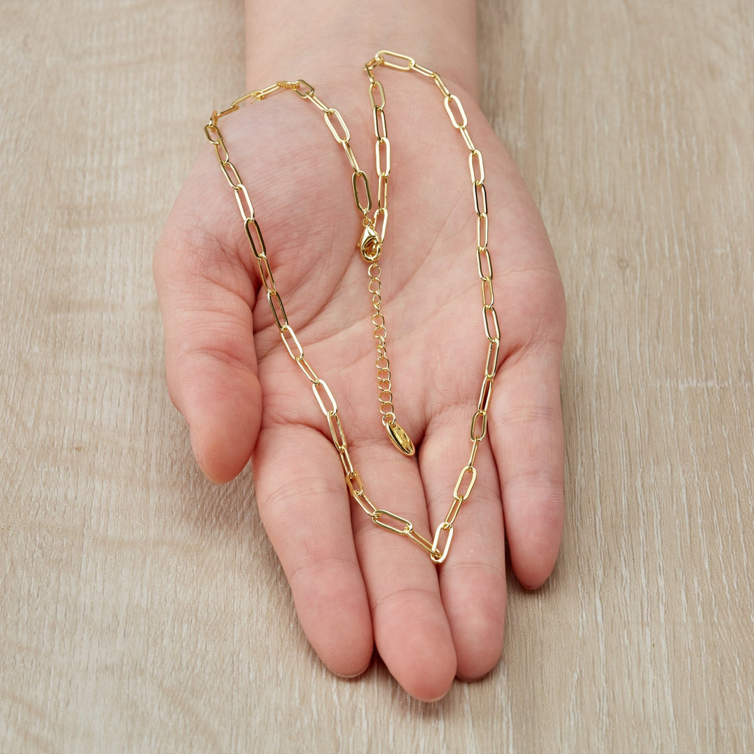 Gold Plated Small Link Paperclip Necklace - Philip Jones Jewellery