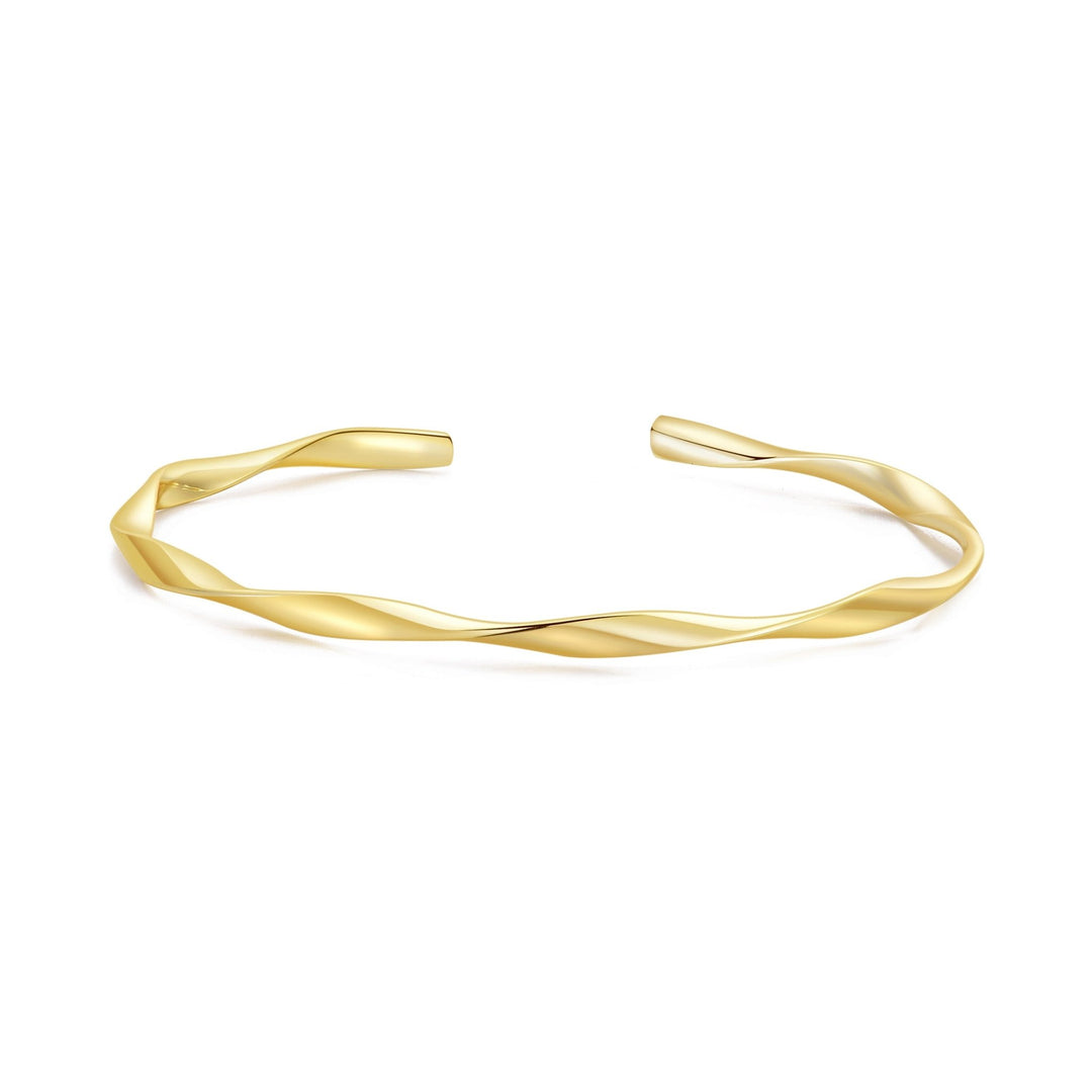 Gold Plated Spiral Cuff Bangle - Philip Jones Jewellery