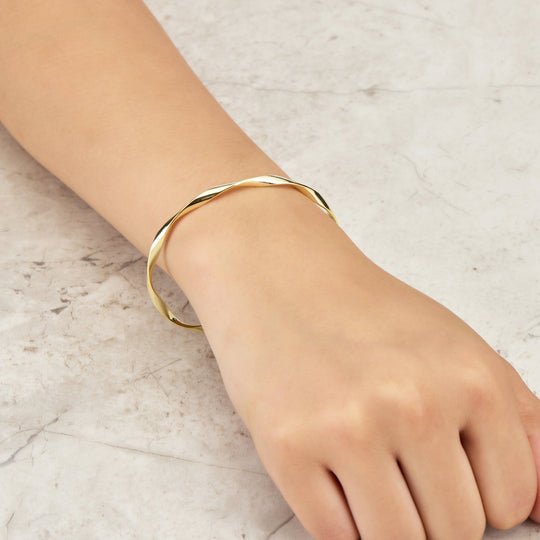 Gold Plated Spiral Cuff Bangle - Philip Jones Jewellery