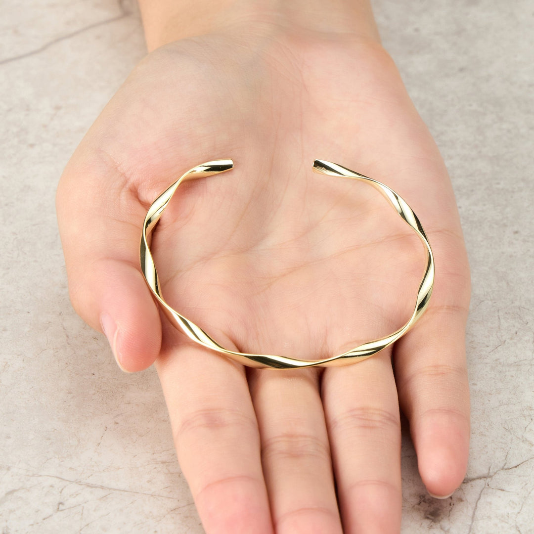 Gold Plated Spiral Cuff Bangle - Philip Jones Jewellery