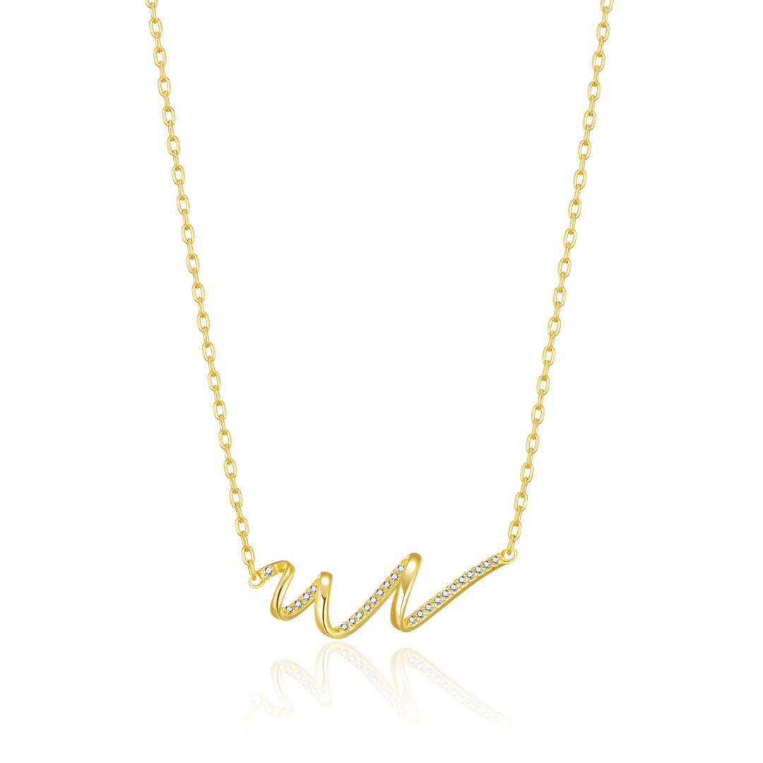 Gold Plated Spiral Necklace Created with Zircondia® Crystals - Philip Jones Jewellery