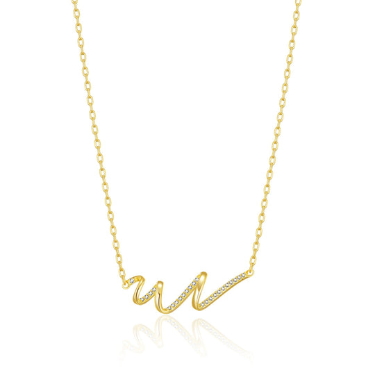 Gold Plated Spiral Necklace Created with Zircondia® Crystals - Philip Jones Jewellery