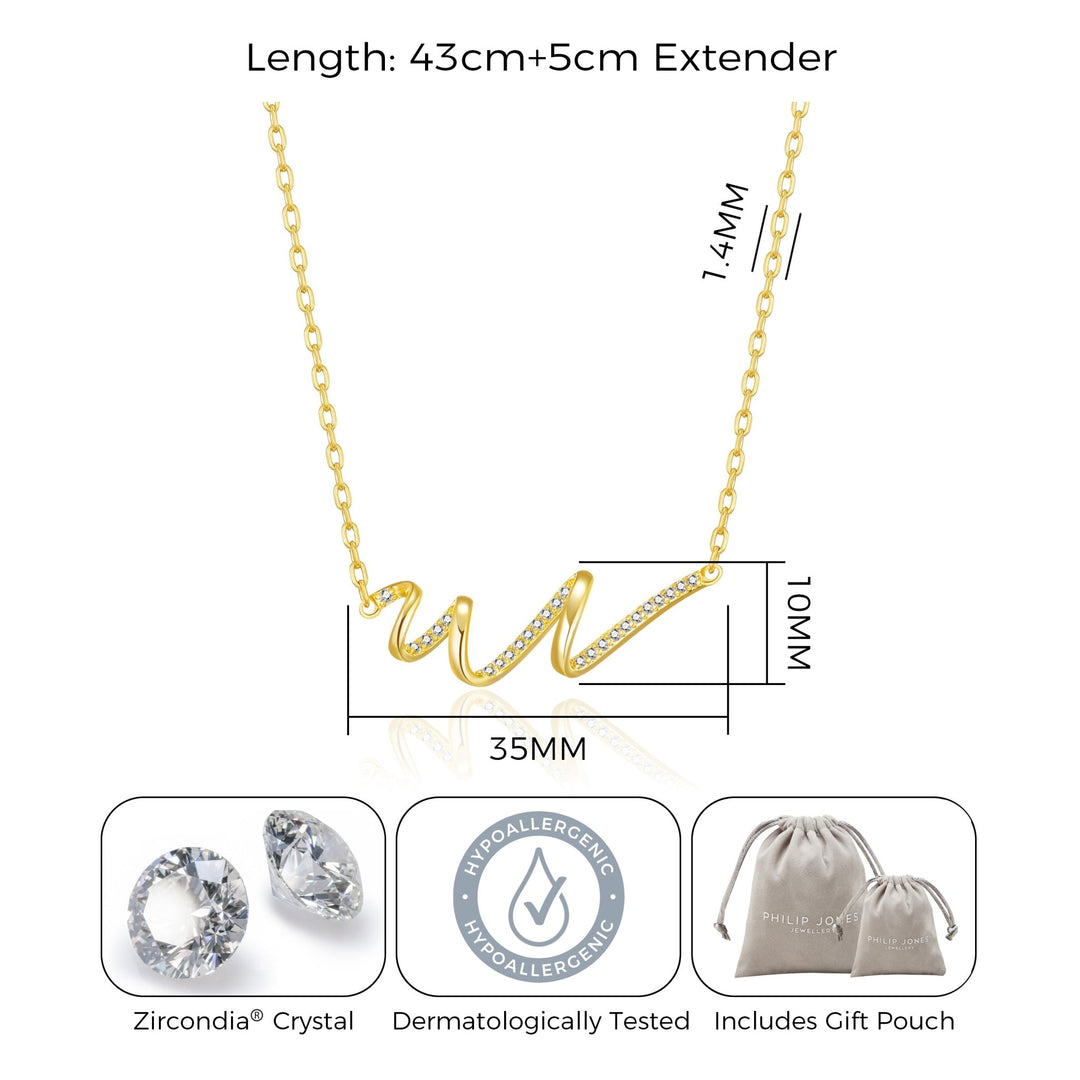 Gold Plated Spiral Necklace Created with Zircondia® Crystals - Philip Jones Jewellery