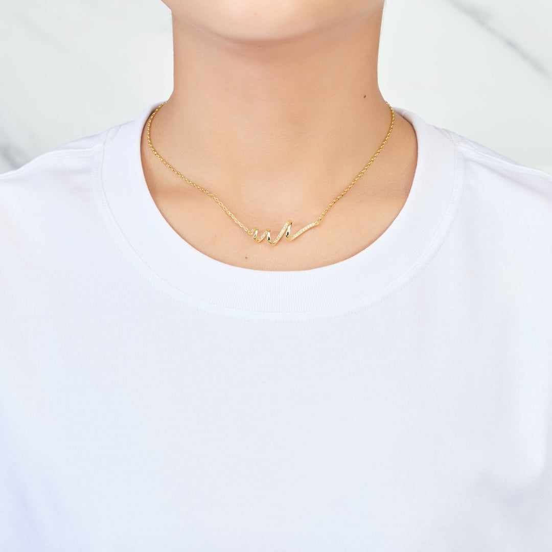 Gold Plated Spiral Necklace Created with Zircondia® Crystals - Philip Jones Jewellery
