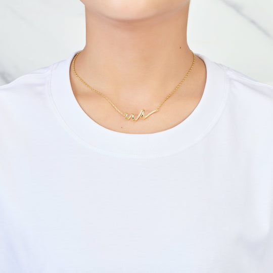 Gold Plated Spiral Necklace Created with Zircondia® Crystals - Philip Jones Jewellery