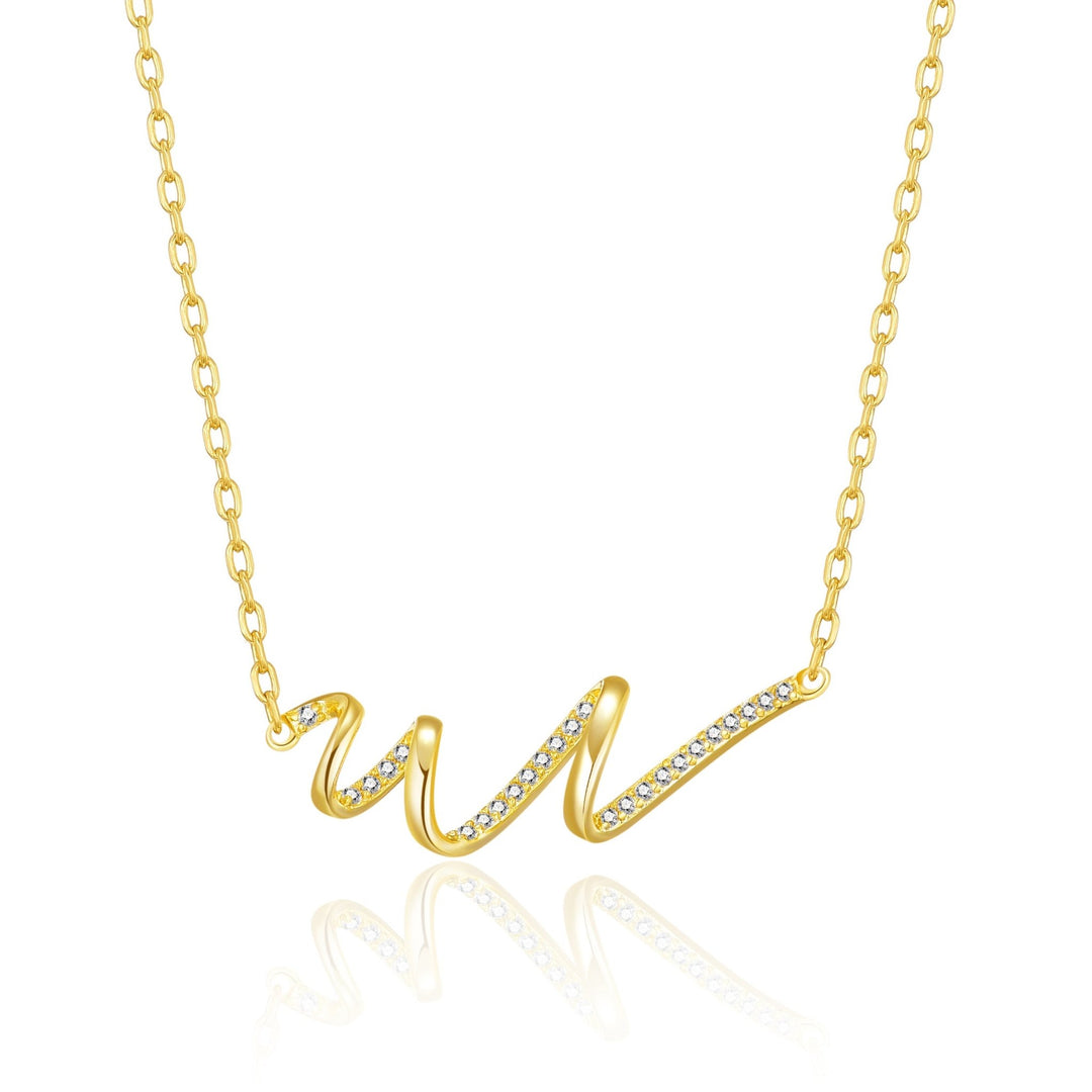 Gold Plated Spiral Necklace Created with Zircondia® Crystals - Philip Jones Jewellery