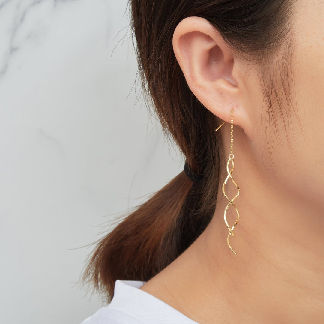 Gold Plated Spiral Thread Earrings - Philip Jones Jewellery