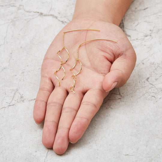 Gold Plated Spiral Thread Earrings - Philip Jones Jewellery