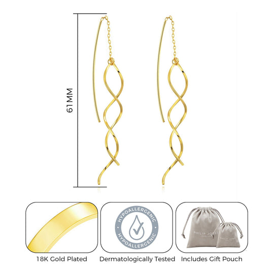 Gold Plated Spiral Thread Earrings - Philip Jones Jewellery